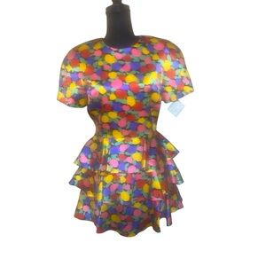 Vintage 80s Arnold Scaasi Boutique Couture Silk Floral Ruched Party Dress Size 8